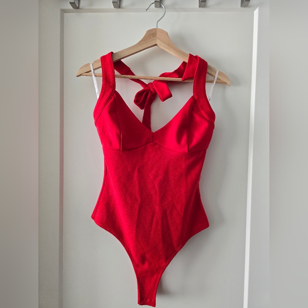 Lulus red halter bodysuit